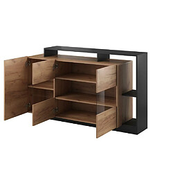 Acheter Vente-Unique Buffet 3 portes et 3 niches avec LEDs - Coloris : Naturel et anthracite - IDESIA