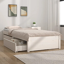 vidaXL Cadre de lit sans matelas avec tiroirs blanc 90x200 cm