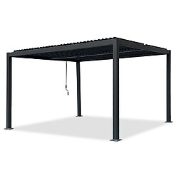 Avril Paris Tonnelle/Pergola bioclimatique lames orientables en aluminium 3x4m - Anthracite - Belair pas cher