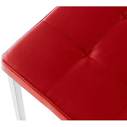 Acheter Decoshop26 Lot de 2 tabourets bas repose-pieds poufs forme carrée en PVC rouge et acier inoxydable 10_0004464