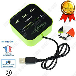 Tech Discount TD® Concentrateur usb hub 2.0 ethernet micro sd 3 ports multiprise carte reseau multiple adaptateur transfert de données rapide