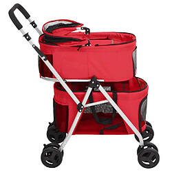 Avis vidaXL Poussette pour chien pliante à 2 niveaux Rouge 83x48x97 cm