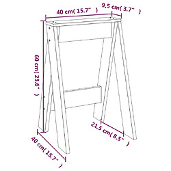 vidaXL Tabourets lot de 2 blanc 40x40x60 cm bois massif de pin pas cher