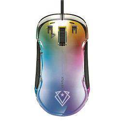 Vertux Phoenix Souris gaming, coque transparente, 4 effets RGB, Lumiflux, 12000 DPI, 5 boutons programmables