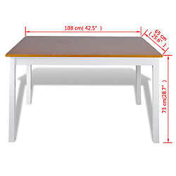 Ensemble salle à manger de jardin 5 pcs,Table et chaise à dîner Marron et blanc -MN47219 pas cher