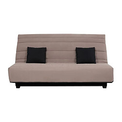 DUNLOPILLO Banquette Clic clac - Tissu Taupe + 2 coussins Noir - L 194 x P 98 x H 102 cm - Made in France - ALEX 