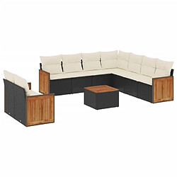 Maison Chic Salon de jardin 10 pcs avec coussins, Ensemble Tables et chaises d'extérieur noir résine tressée -GKD632591