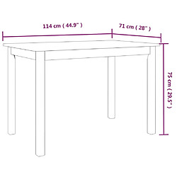 vidaXL Table de salle à manger Noir 114x71x75 cm Bois d'hévéa massif pas cher