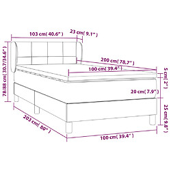 vidaXL Sommier à lattes de lit avec matelas Gris foncé 100x200 cm pas cher