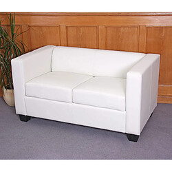 Mendler Canapé / sofa Lille, 2 places ~ simili-cuir, blanc