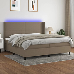 vidaXL Sommier à lattes de lit matelas LED Taupe 200x200 cm Tissu 