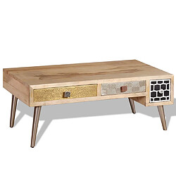 vidaXL Table basse avec tiroirs Bois de manguier massif 105x55x41 cm