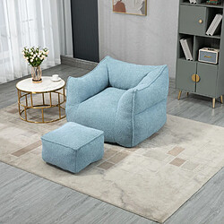 KOMHTOM Fauteuil à double sac de haricots confortable, Lazy Susans d'intérieur super doux, sac de haricots spécial moderne avec accoudoirs, bleu