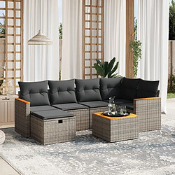 Maison Chic Salon de jardin avec coussins 7 pcs, Ensemble Tables et chaises de jardin, gris résine tressée -GKD397675