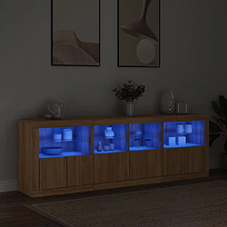 Avis Maison Chic Commode Buffet - Meuble de rangement avec lumières LED chêne sonoma 202x37x67 cm -GKD84340