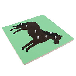 Montessori Animaux en bois Jigsaw Puzzle Panel Enfants Bébé Jouets Cheval pas cher