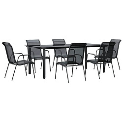 vidaXL Ensemble à manger de jardin 7 pcs noir textilène et acier