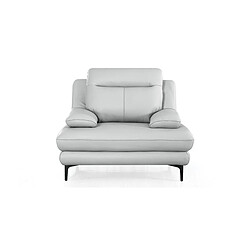 La Maison Du Canapé Fauteuil cuir Design avec dossier avance-recul LYA Gris perle