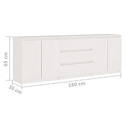 vidaXL Armoire d'appoint Blanc 180x36x65 cm Bois de pin massif pas cher