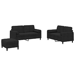 vidaXL Ensemble de canapés 3 pcs avec coussins noir velours