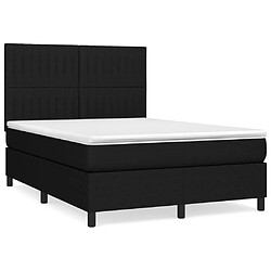 vidaXL Sommier à lattes de lit avec matelas Noir 140x200 cm Tissu