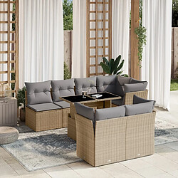 vidaXL Salon de jardin avec coussins 8 pcs beige résine tressée