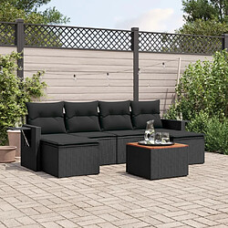 Maison Chic Ensemble Tables et chaises d'extérieur 7pcs avec coussins,Salon de jardin noir résine tressée -GKD959303