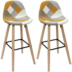 The Home Deco Factory Set de 2 tabourets de bar patchwork jaune.