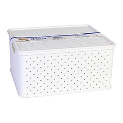 Totalcadeau Boîte de rangement coffre avec couvercle 13 L (33 X 29 x 16 cm) Couleur - Blanc pas cher