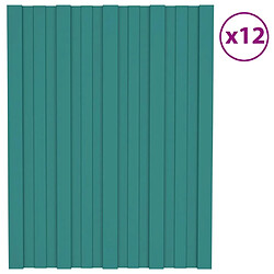 vidaXL Panneaux de toiture 12 pcs Acier galvanisé Vert 60x45 cm