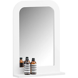 SoBuy Miroir Mural, Miroir de Salle de Bain avec Étagère Plateau, Suspendu pour Salle de Bain, Chambre, Salon, Couloir, 38 x 9 x 54 cm, Blanc, BZR162-W 