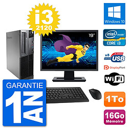 PC Lenovo M92p SFF Ecran 19" Intel i3-2120 RAM 16Go Disque 1To Windows 10 Wifi · Occasion 