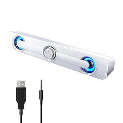 Universal V111 3.5mm câble haut-parleur stéréo ultra-bas haut-parleur d'ordinateur 3W alimenté par USB enceinte de bureau boîte stéréo 3D ordinateur TV MP3 | haut-parleur portable (blanc) 