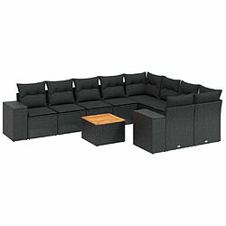 Maison Chic Salon de jardin 10 pcs avec coussins, Ensemble Tables et chaises d'extérieur noir résine tressée -GKD806732