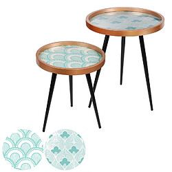 Urban Living 2 Tables d'appoint design Art Décoration - Bleu et blanc