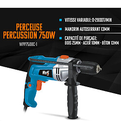 Work Men Perceuse percussion 750W Keyless - Mandrin 13mm