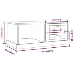 vidaXL Table basse Blanc brillant 90x50x35 cm Bois d'ingénierie pas cher