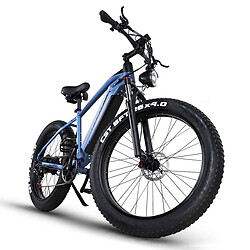 Tifgalop ES28 Vélo électrique pour adultes 26" VTT électrique avec batterie amovible 48 V 18 Ah 1000 W Fat Bike - Bleu