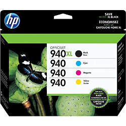 HP Pack de 4 Cartouche d'encre N°940XL Noir, Cyan, Magenta, Jaune