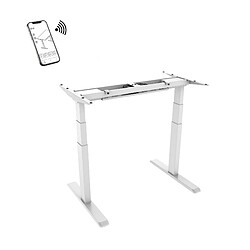 Kimex Pied de bureau motorisé assis-debout, Hauteur 62- 128 cm, Blanc - Connecté 