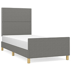 Maison Chic Cadre/structure de lit avec tête de lit pour adulte - Lit Moderne Chambre Gris foncé 90x200 cm Tissu -MN71615