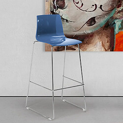 Tabouret de bar de cuisine Grand Soleil 74 cm design Imola Slitta, Couleur: Bleu