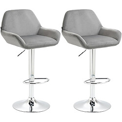 Decoshop26 Lot de 2 tabourets de bar repose-pieds en forme d'arc en métal chromé assise en velours gris 10_0004033