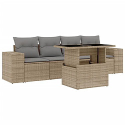 vidaXL Salon de jardin avec coussins 5 pcs beige résine tressée