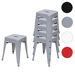 Mendler 6x Tabouret en métal HWC-A73, désign industriel métallique, empilable ~ gris