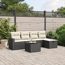 vidaXL Salon de jardin 6 pcs avec coussins noir résine tressée