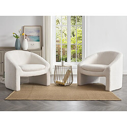 Vente-Unique Fauteuil en tissu bouclette blanc OSSANA