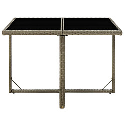 vidaXL Table de jardin Gris 109x107x74 cm Résine tressée et verre