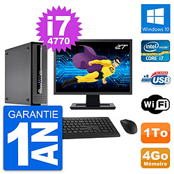 PC HP ProDesk 400 G1 SFF Ecran 27" i7-4770 RAM 4Go Disque 1To Windows 10 Wifi · Occasion 