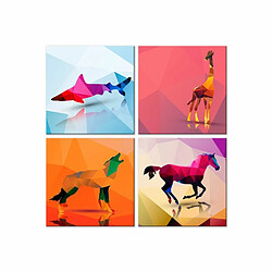 Paris Prix Tableau Imprimé 4 Panneaux Geometric Animals 40 x 40 cm